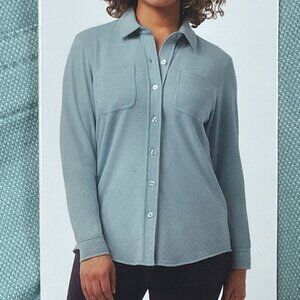 32 Degrees Heat Womens Long Sleeve Button-Up Shirt Large Green d0466